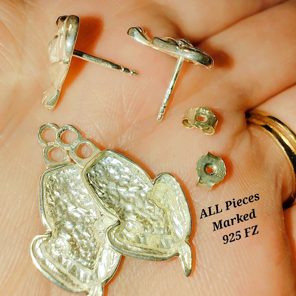 Retired Artisan Sterling Silver Articulated Hound Dog Puppy Post back Earrings - Picture 8 of 10